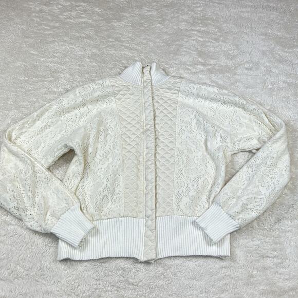 Anthro Saturday Sunday crochet and quilted zip up sweatshirt jacket, xs - Picture 3 of 11
